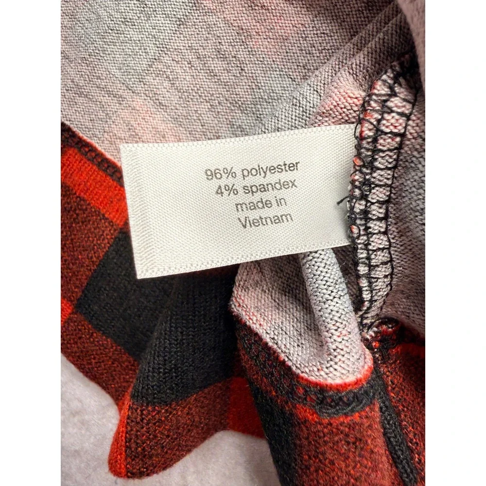Lane Bryant Buffalo Plaid Mock Neck Bell Sleeve Top Red Black 14/16 NWT